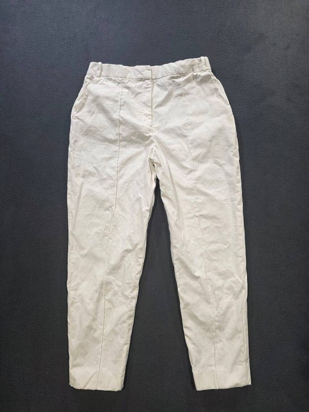 Tory Burch Mid Rise White Cotton Straight Leg Women's Pants Size 14 A010032